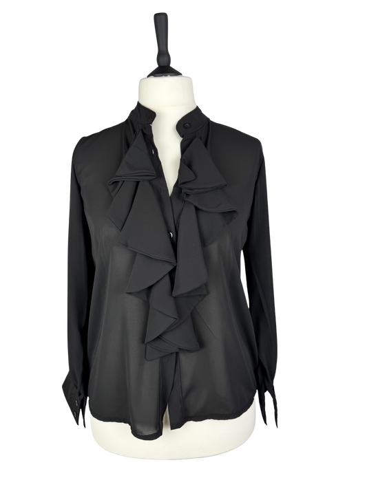 Volant Bluse schwarz