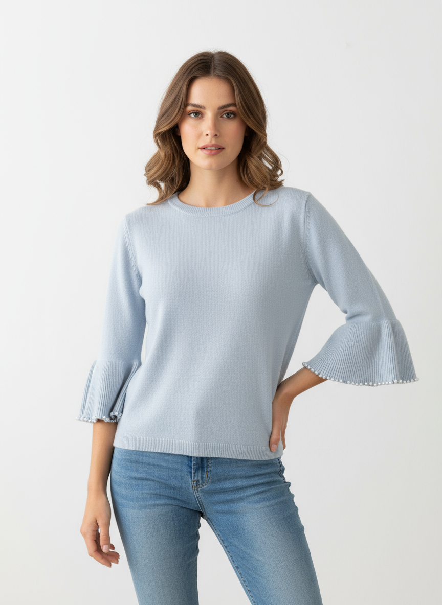 Perlen Schlagoberteil hellblau