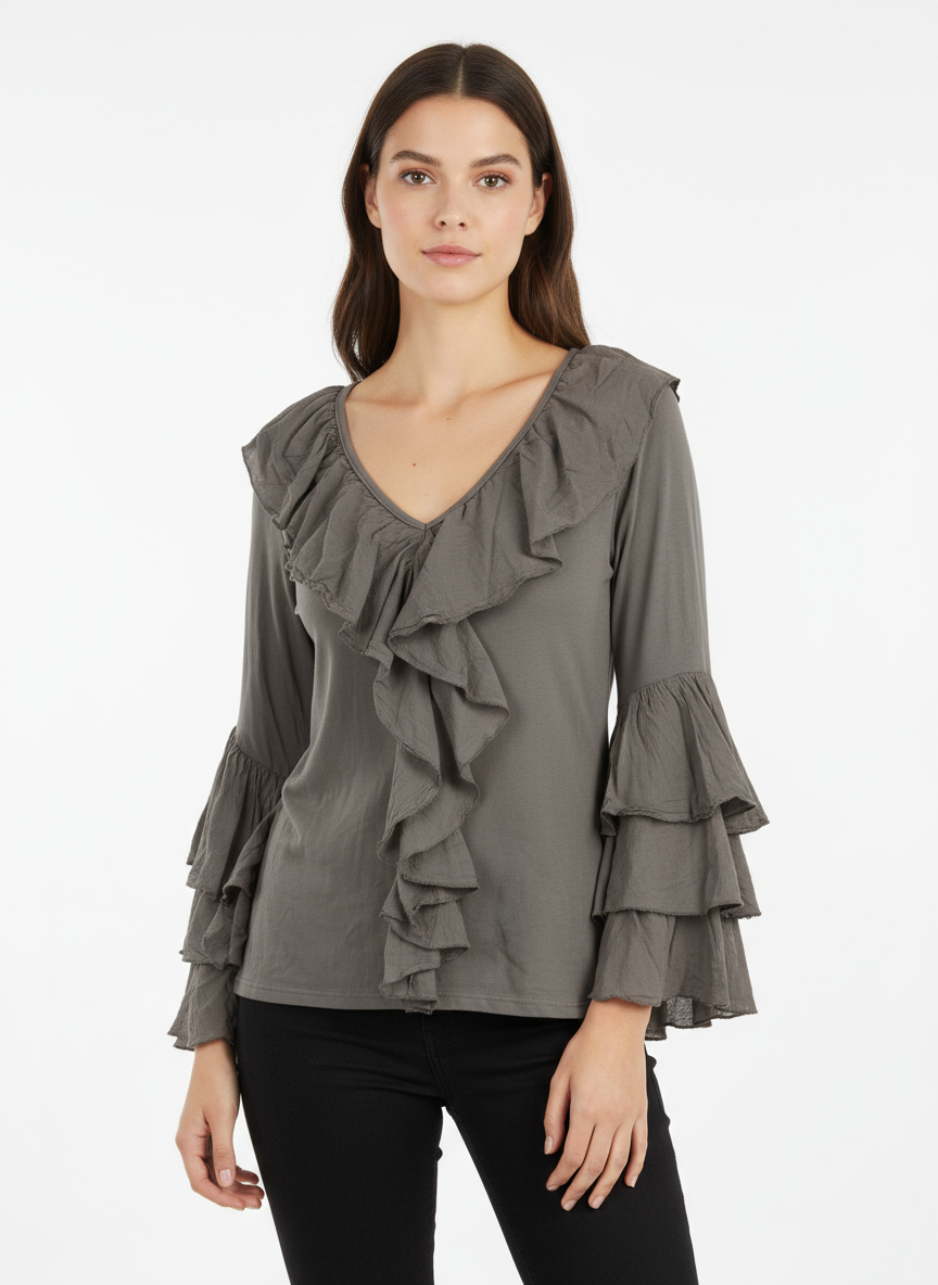 Bluse Bridgerton grau