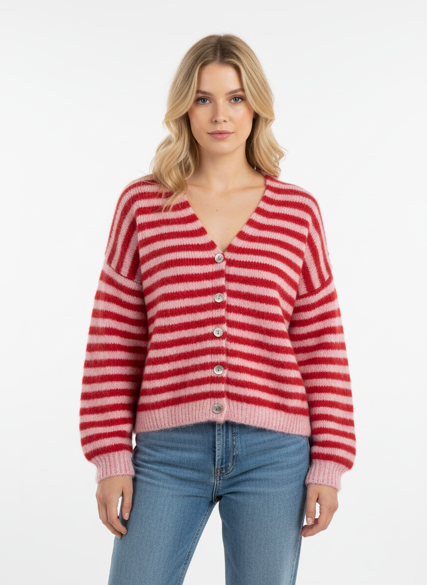 Cardigan Stripes Mini rosa rot