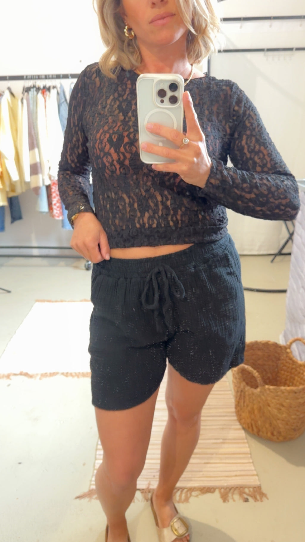 Musselin Shorts schwarz