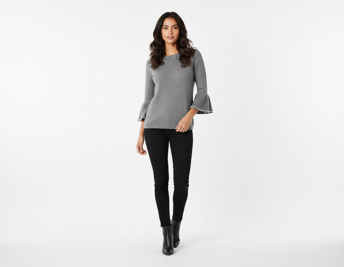 Perlen Schlagoberteil grau