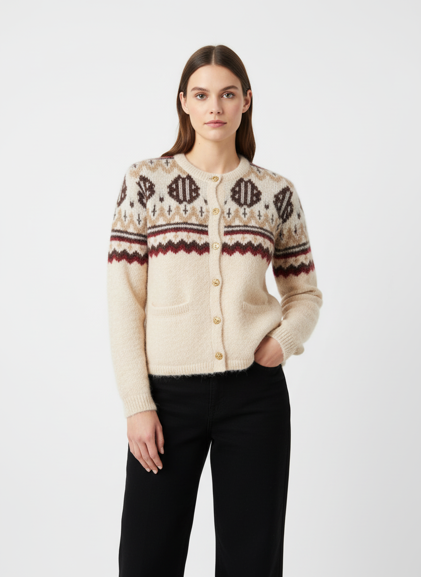 Cardigan mit Norwegermuster