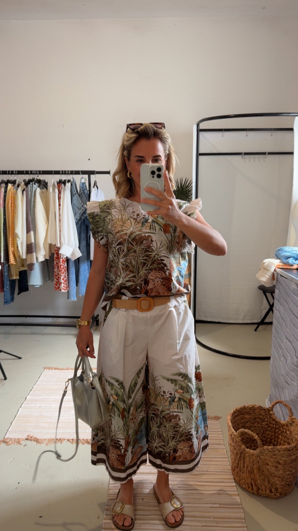 Bluse mit Muster creme