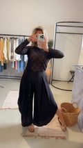 Luftige Sommerhose weit schwarz