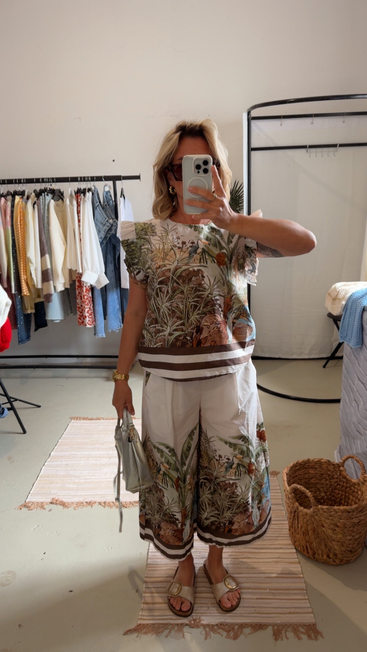 Bluse mit Muster creme
