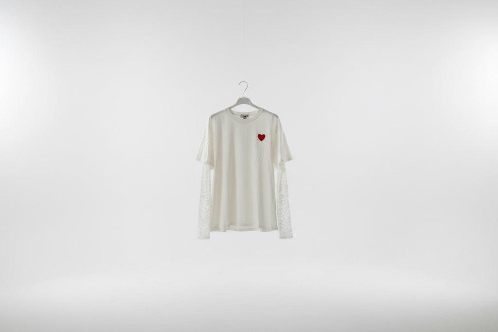 Shirt mit Herz & Spitzenärmel