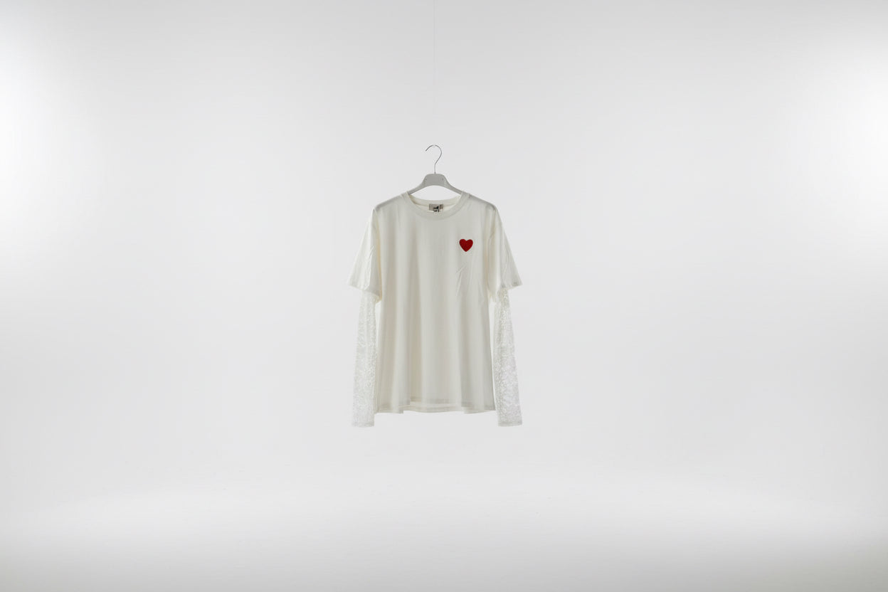 Shirt mit Herz & Spitzenärmel
