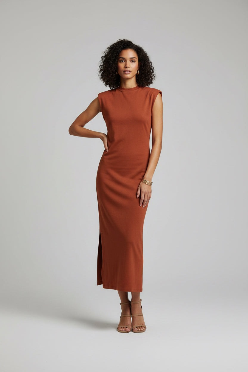T-Shirt-Kleid rostrot