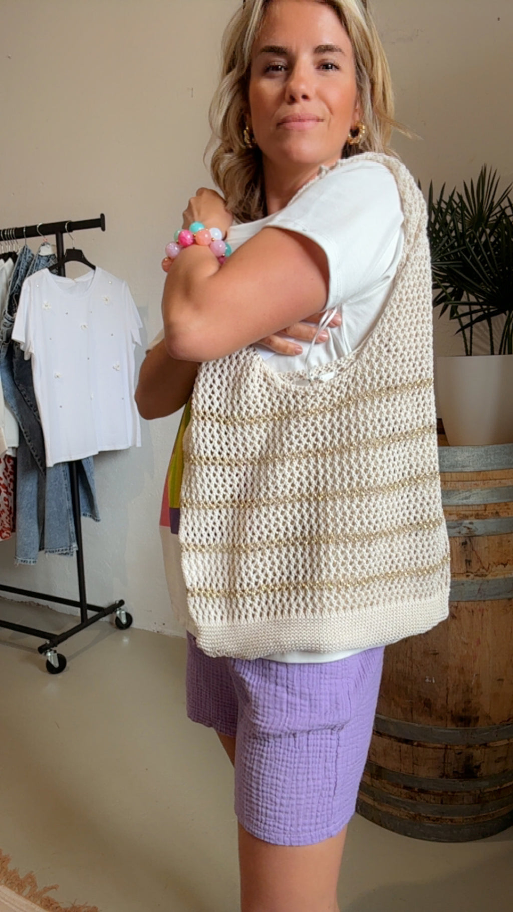 Häkeltasche beige