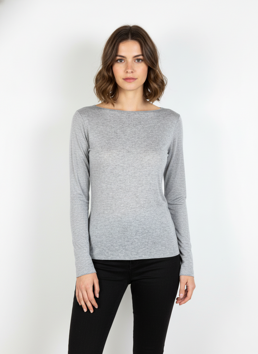 Cashmere Blend Basic Langarm Lovely grau