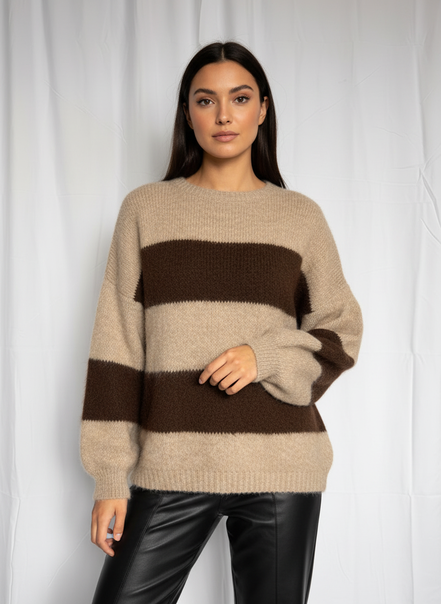 Strickpullover mit großen Streifen