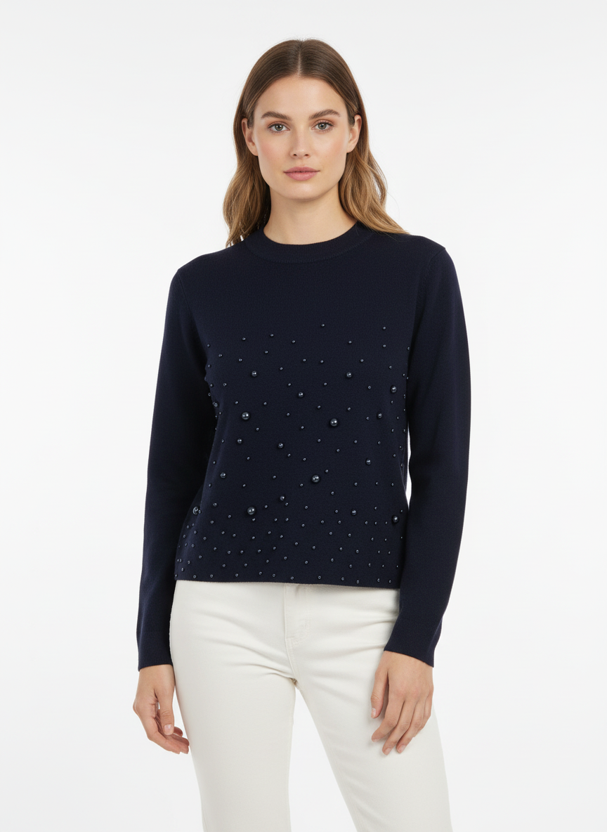 Perlenoberteil Premium marineblau