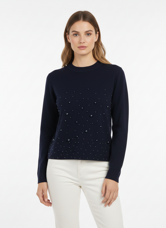 Perlenoberteil Premium marineblau