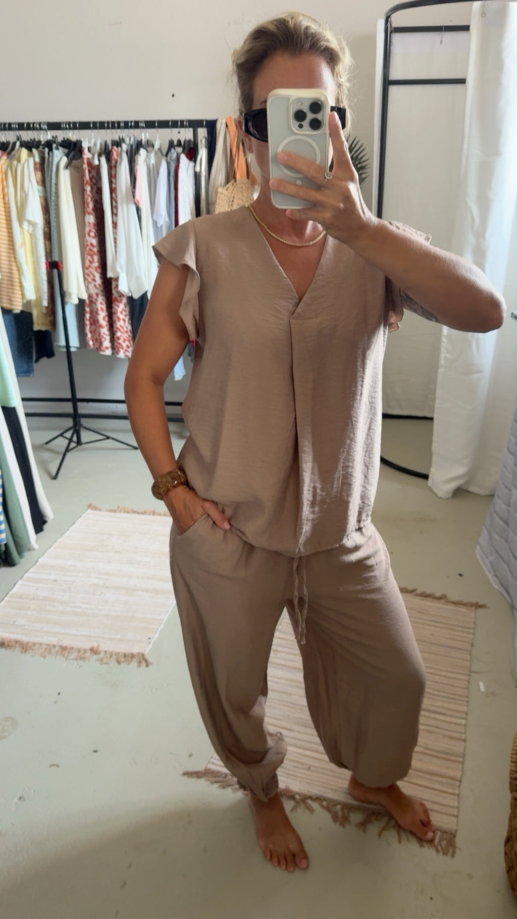 Set Floria Shirt & Haremshose taupe