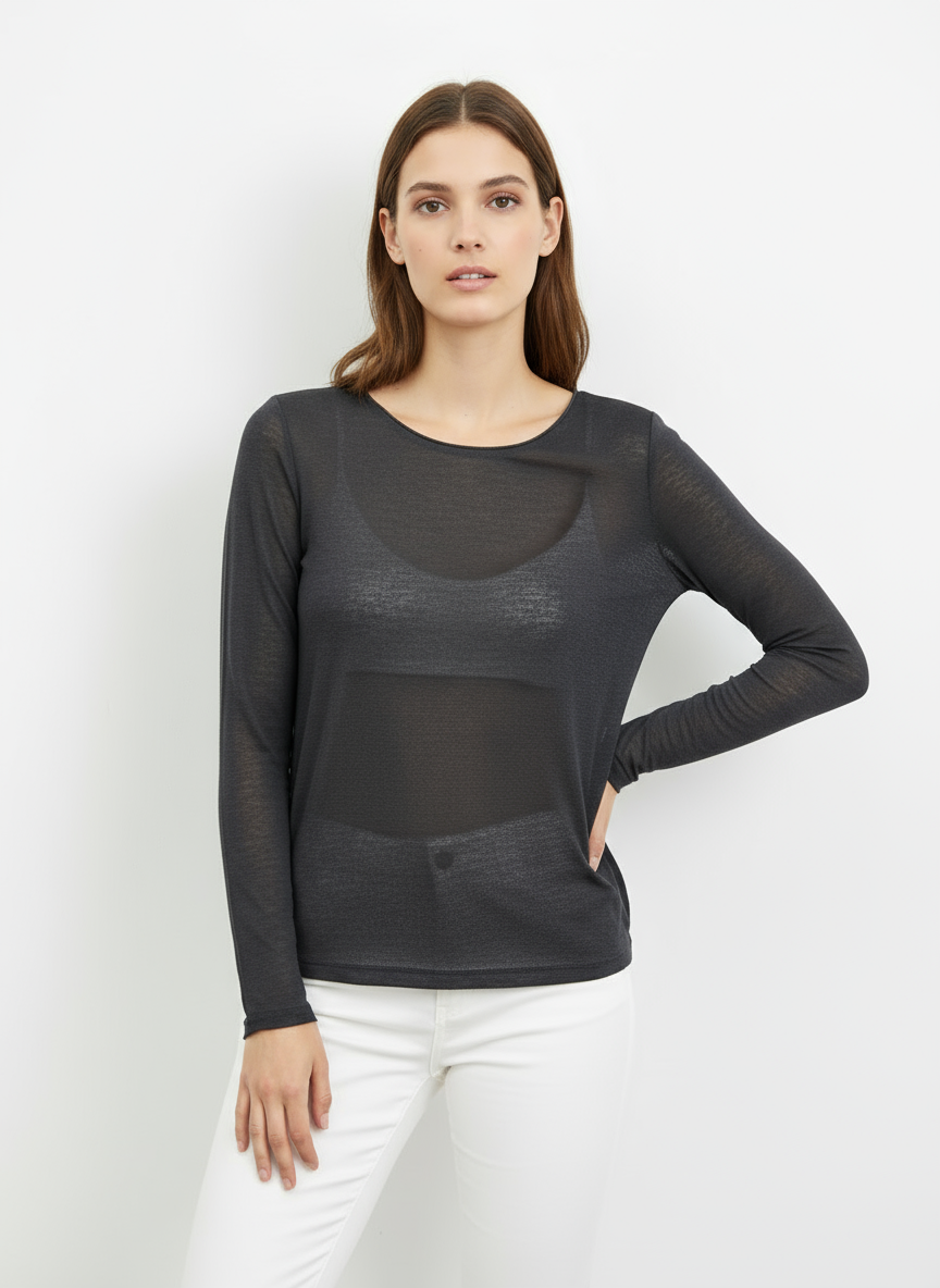 Cashmere Blend Basic Langarm Lovely schwarz
