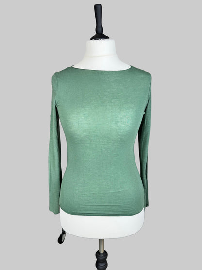 Cashmere Blend Basic Langarm Lovely grün