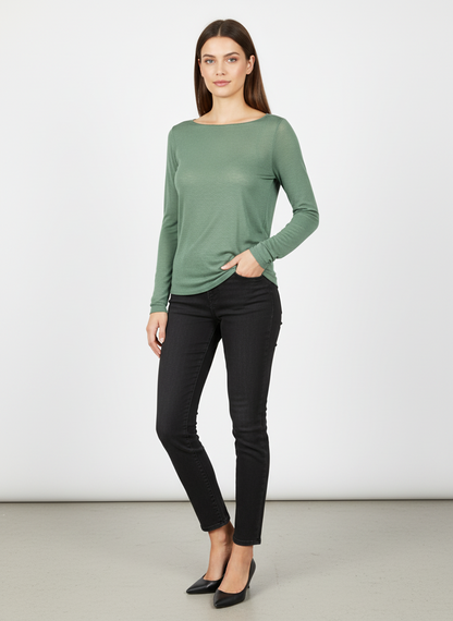 Cashmere Blend Basic Langarm Lovely grün