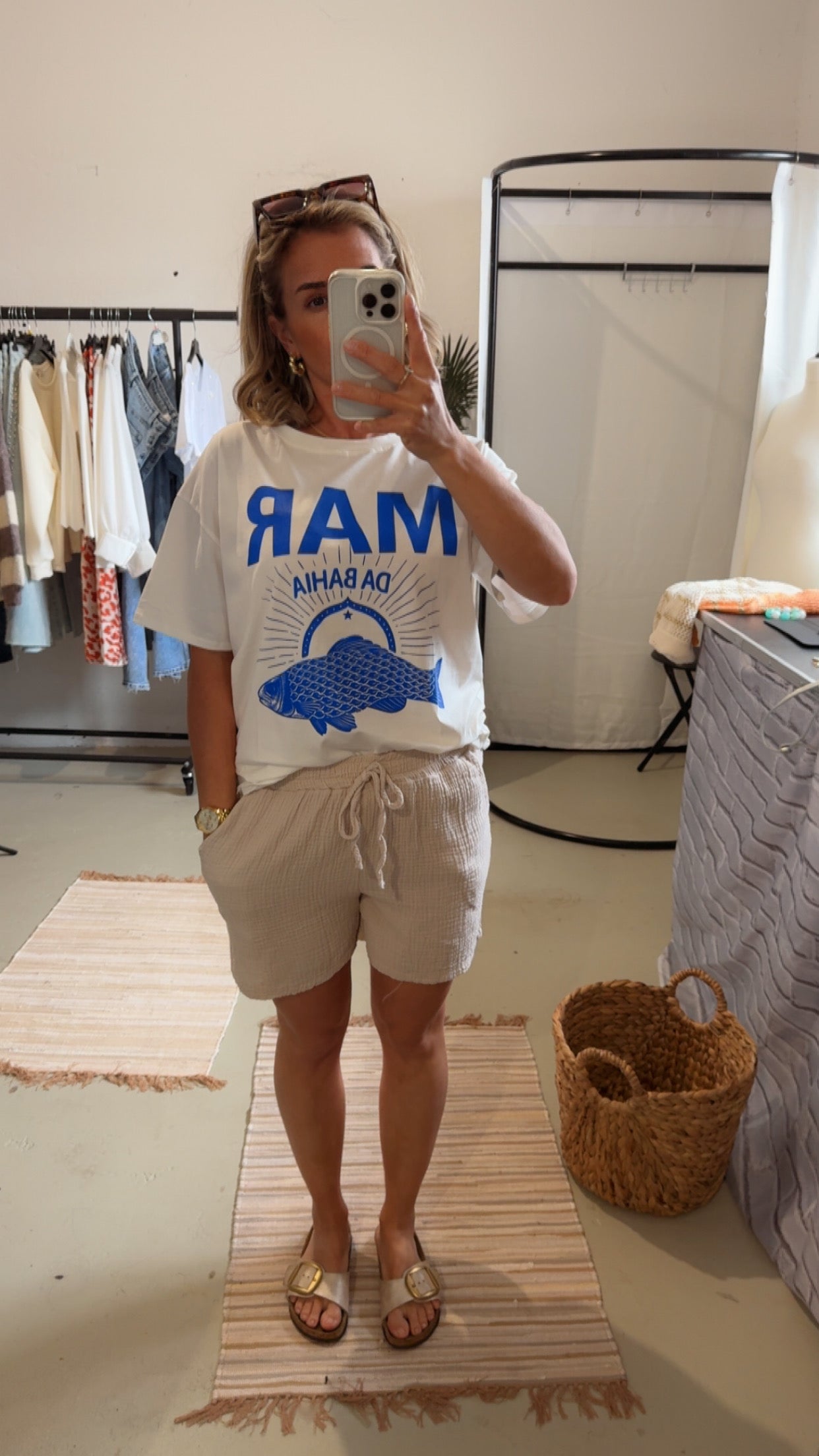 Musselin Shorts beige