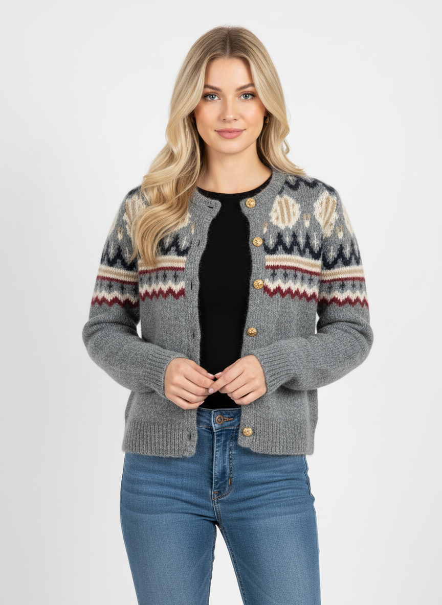 Cardigan mit Norwegermuster
