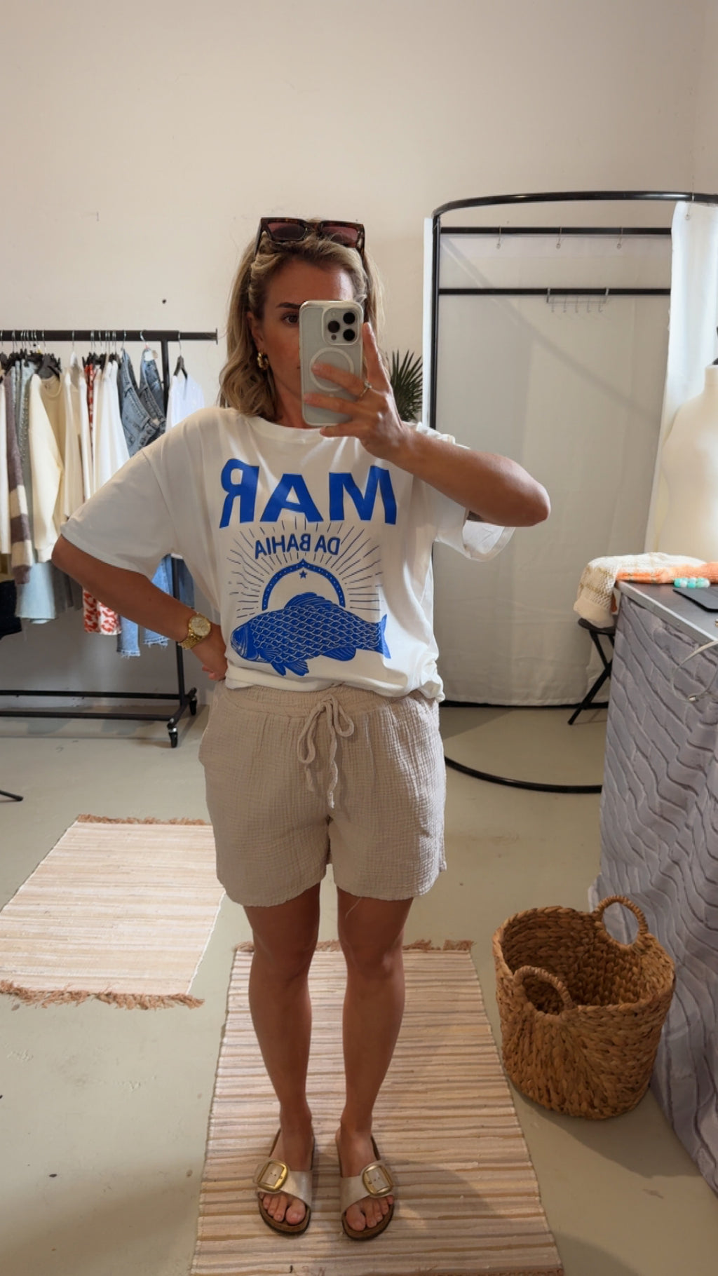 Musselin Shorts beige