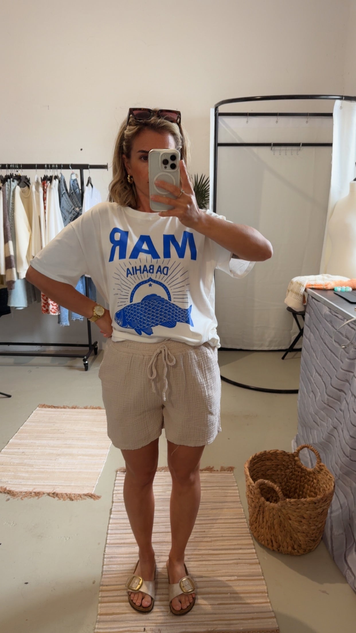 Musselin Shorts beige