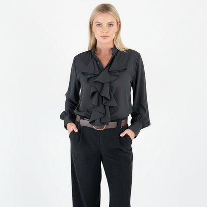 Volant Bluse schwarz