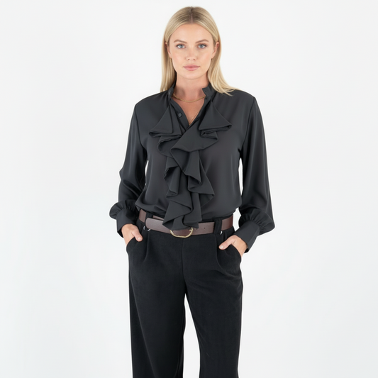 Volant Bluse schwarz