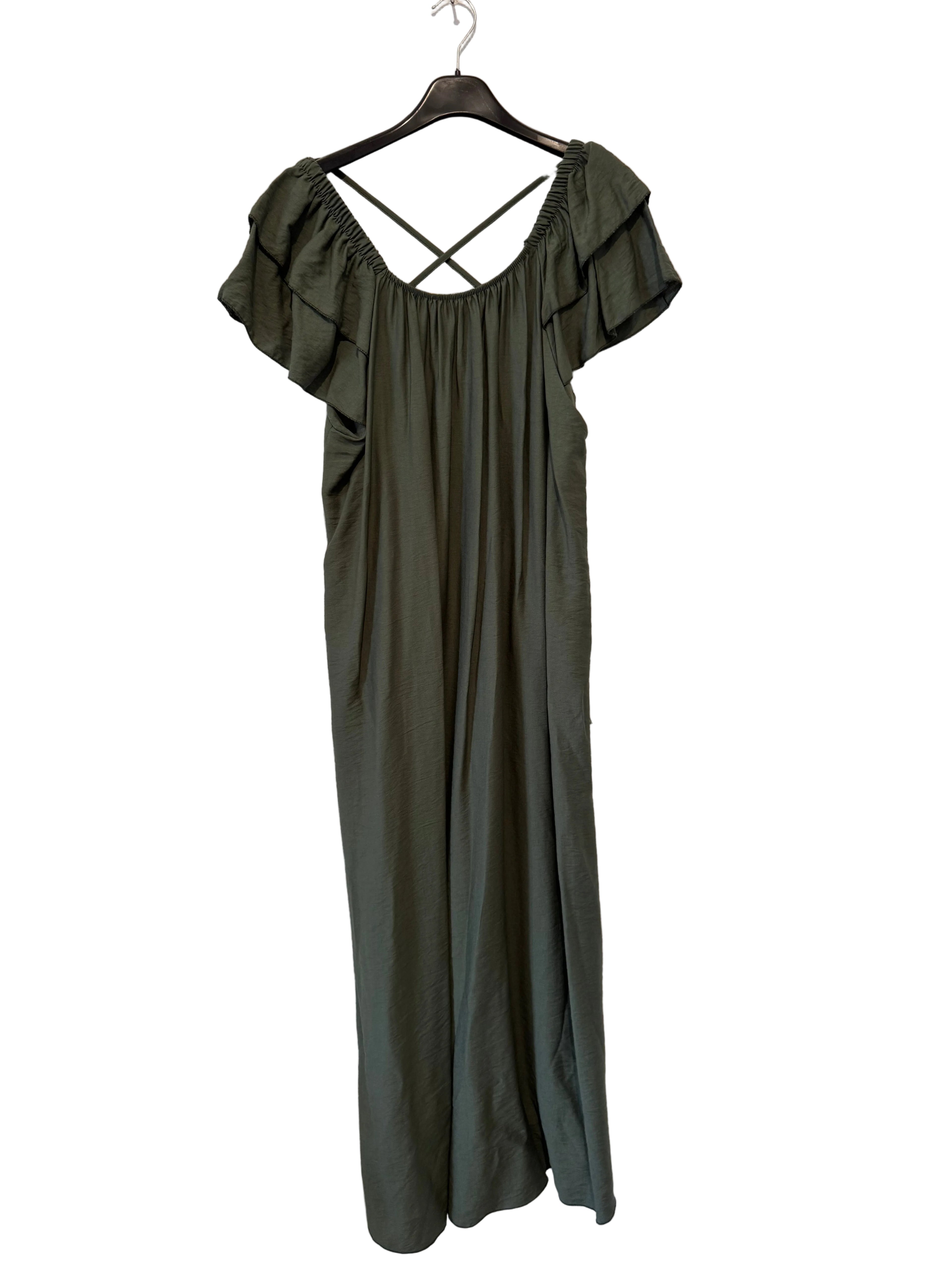 Maxikleid mit Volant Ärmeln militarygrün