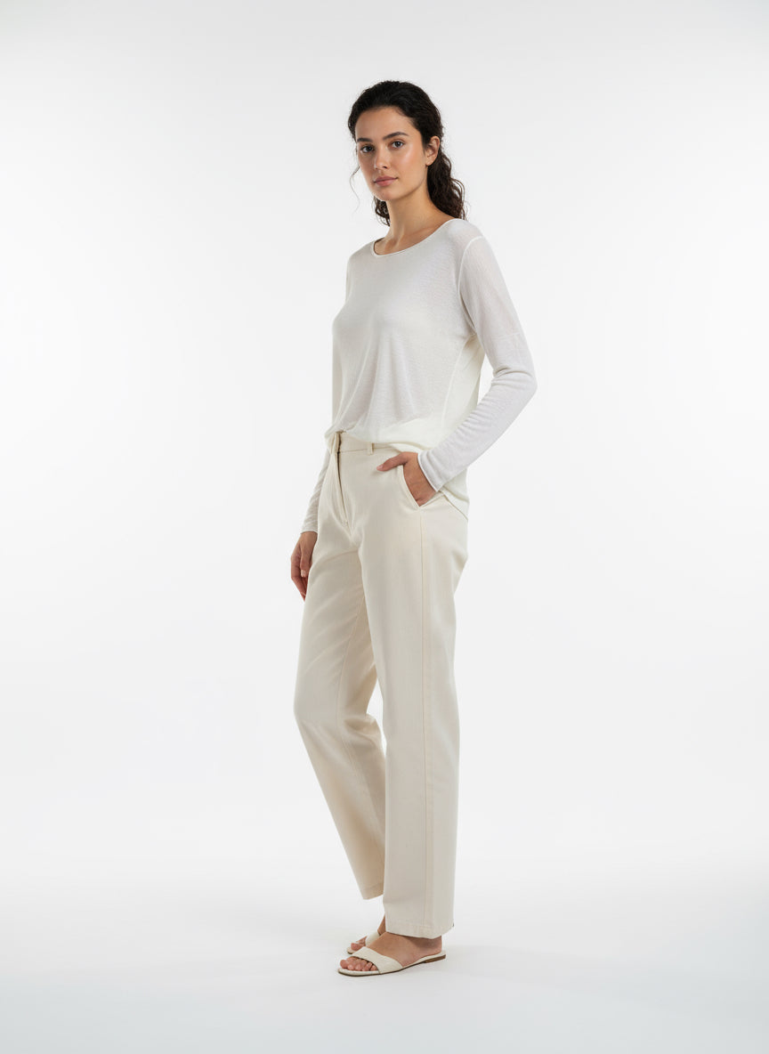 Cashmere Blend Basic Langarm Lovely weiss