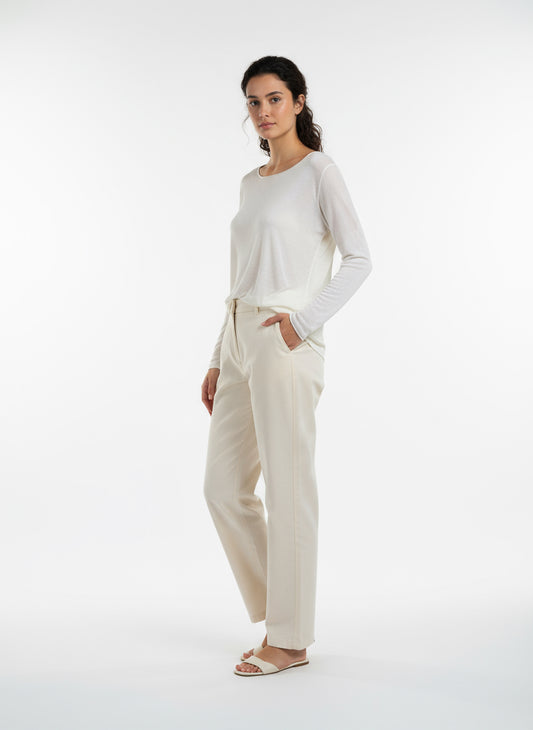 Cashmere Blend Basic Langarm Lovely weiss