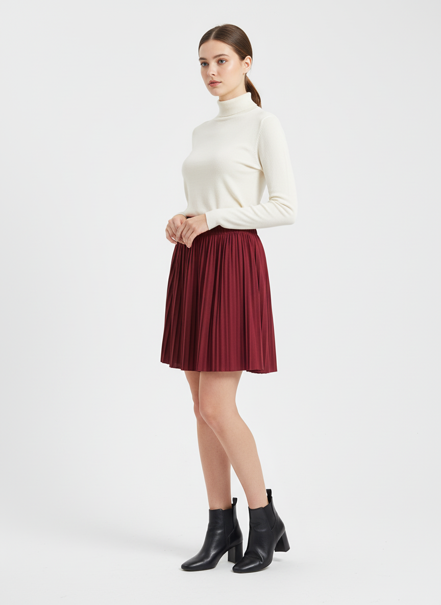 Plissee Rock Laura bordeaux