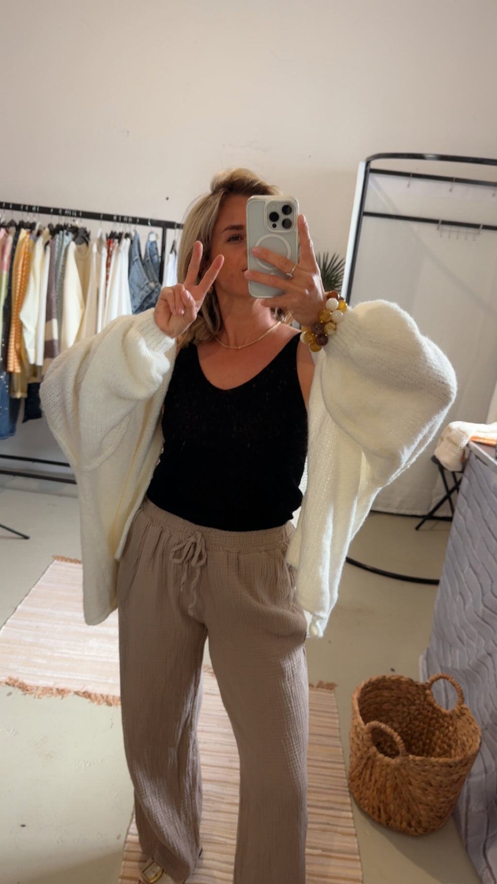 Musselin Hose taupe