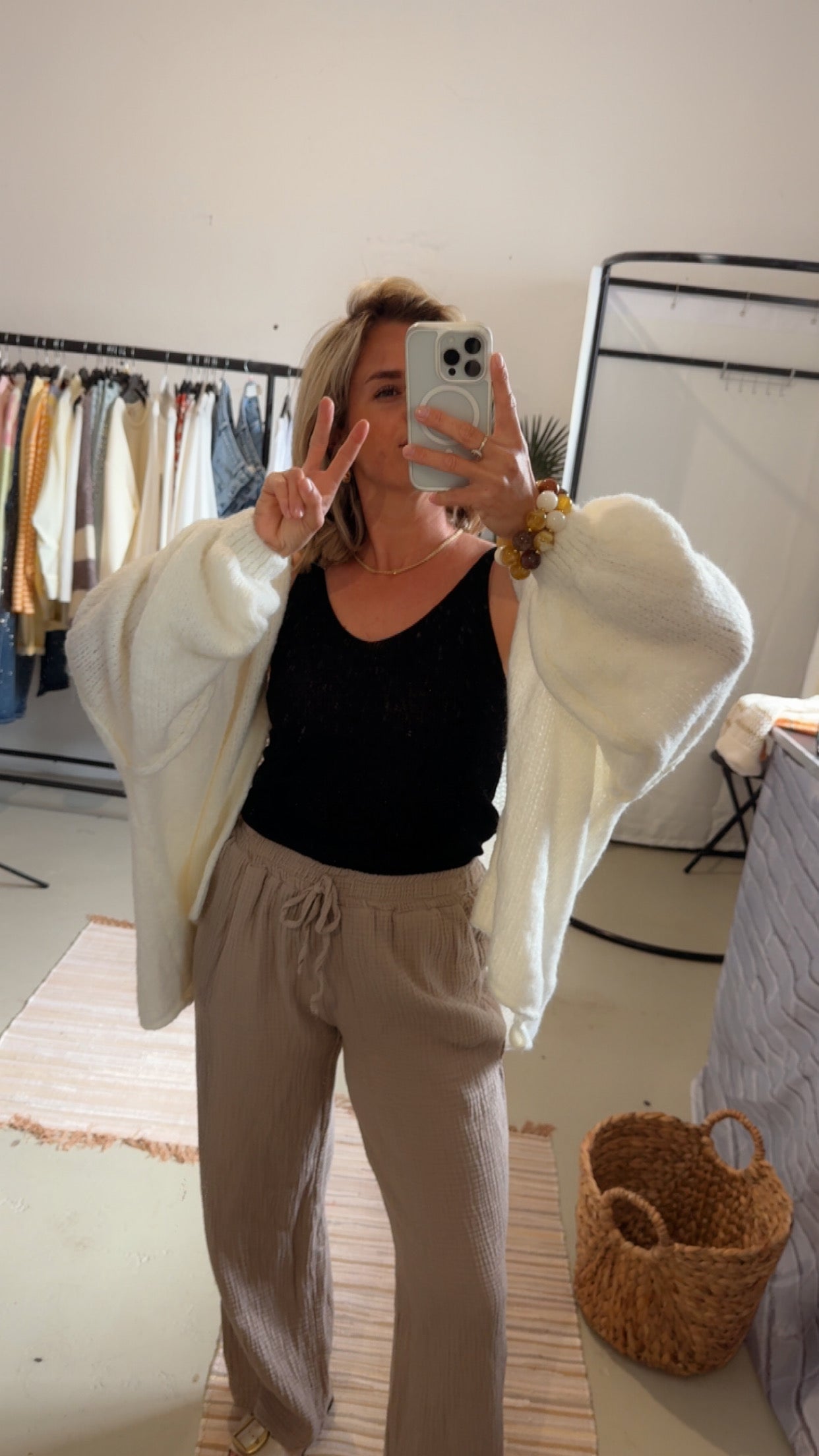 Musselin Hose taupe