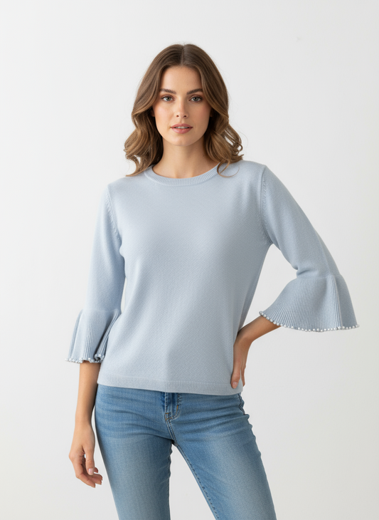 Perlen Schlagoberteil hellblau