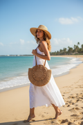 Tasche Beach Rund hellbraun
