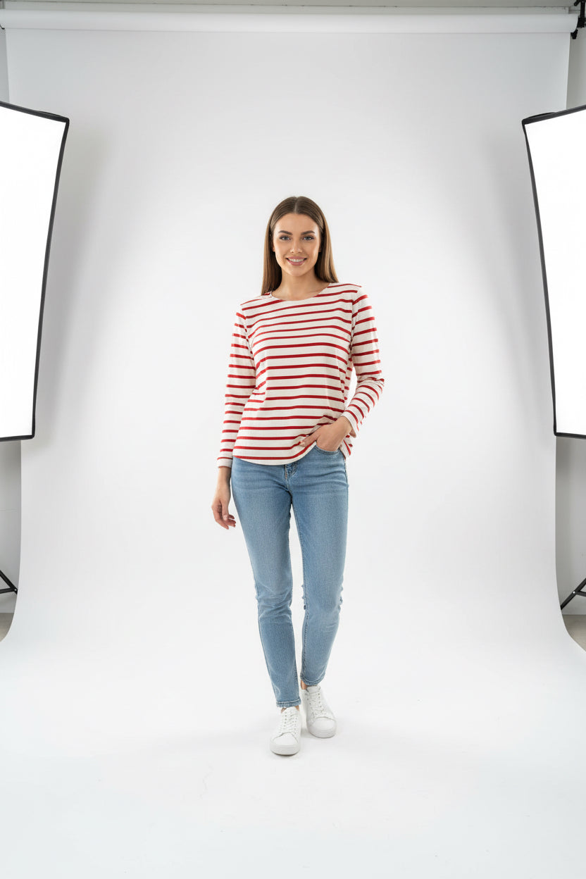 Gestreiftes Shirt rot/creme