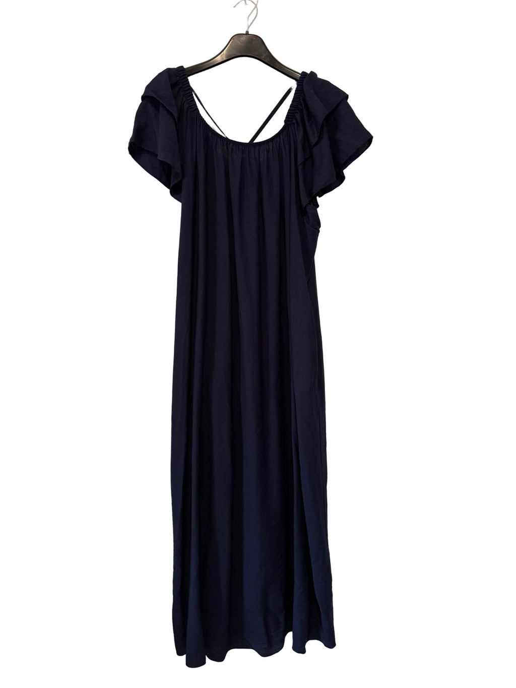 Maxikleid mit Volant Ärmeln marineblau