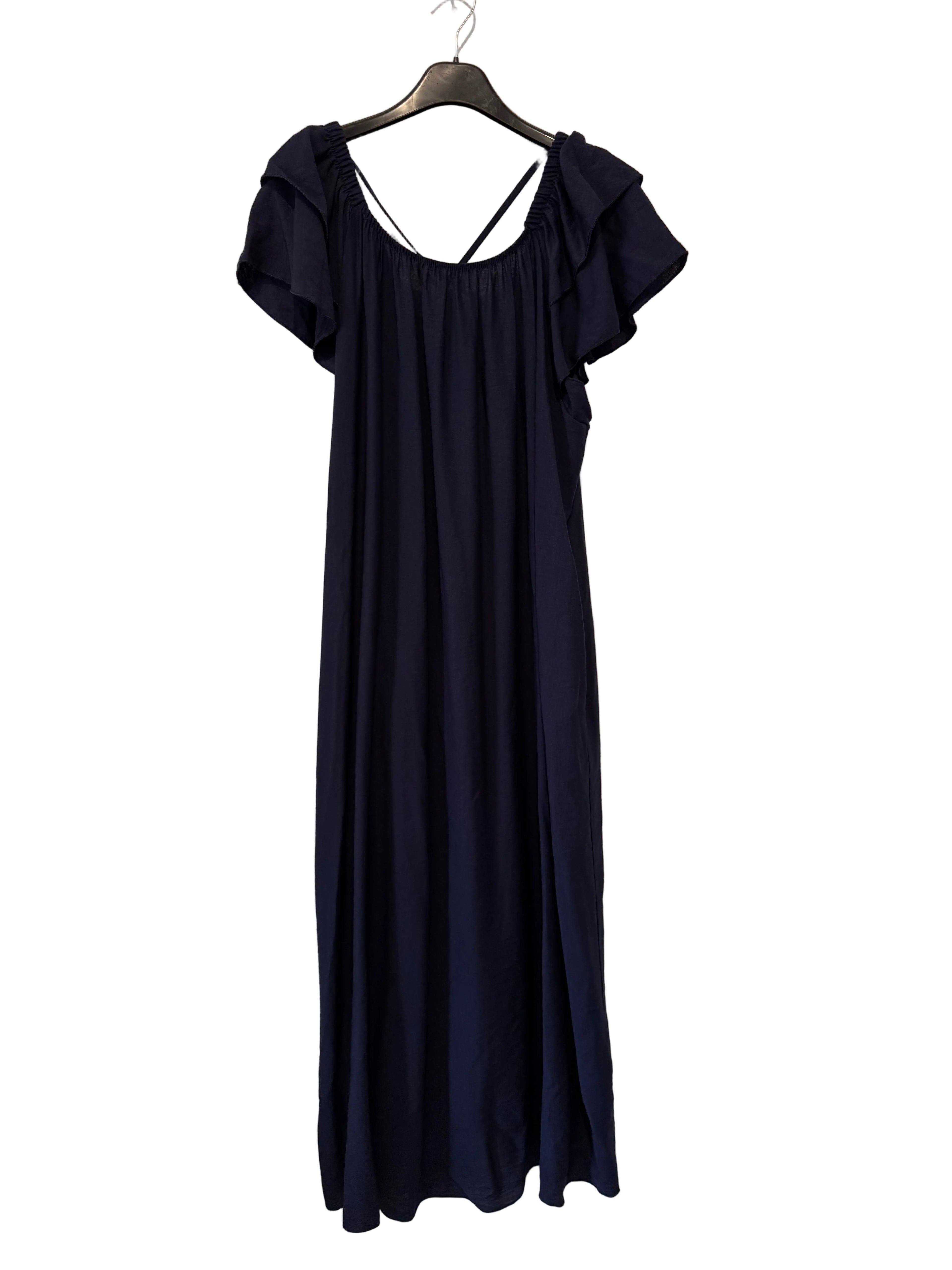 Maxikleid mit Volant Ärmeln marineblau