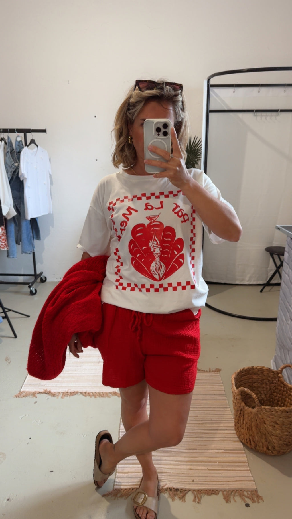 Musselin Shorts rot