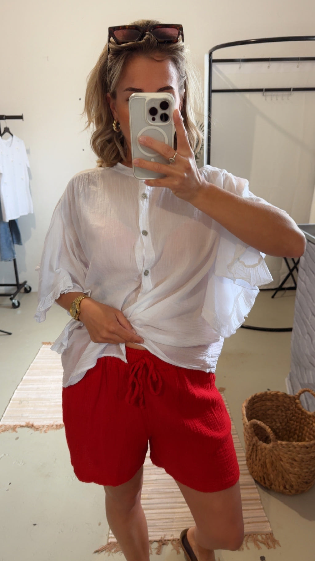 Musselin Shorts rot