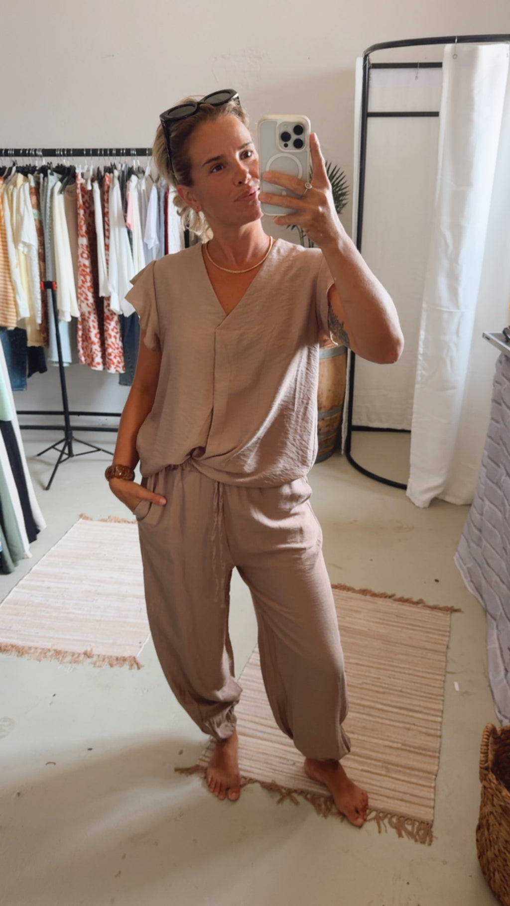 Set Floria Shirt & Haremshose taupe