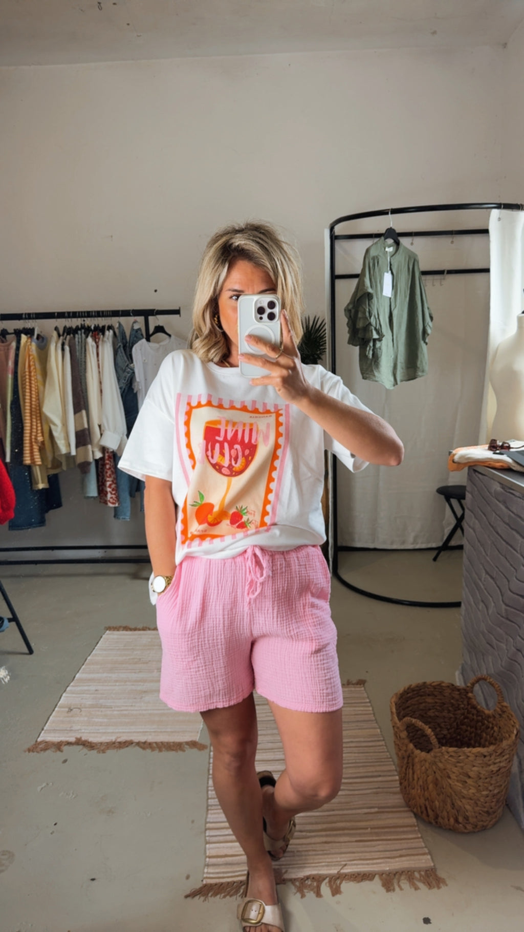 Musselin Shorts rosa