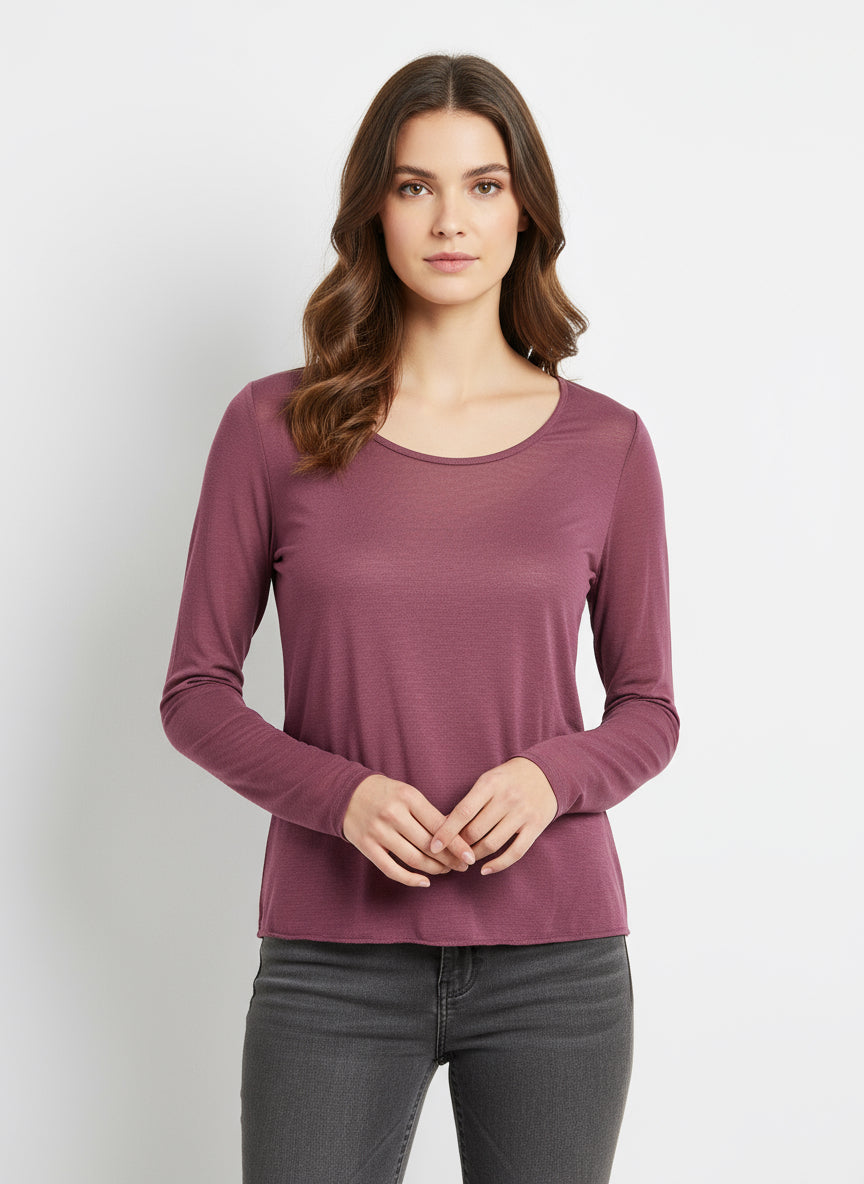 Cashmere Blend Basic Langarm Lovely Bordeaux