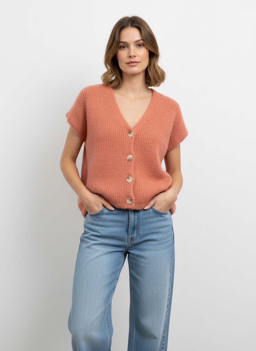 Strickweste Oversize rosegold