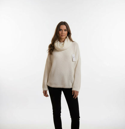 Strickpullover Maximiliane mit Schal Creme