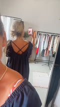 Maxikleid mit Volant Ärmeln marineblau