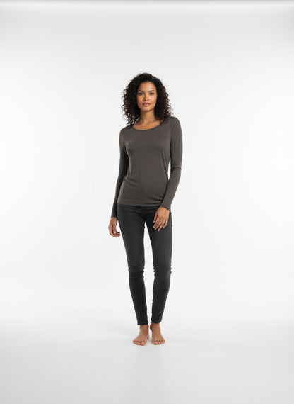 Cashmere Blend Basic Langarm braun