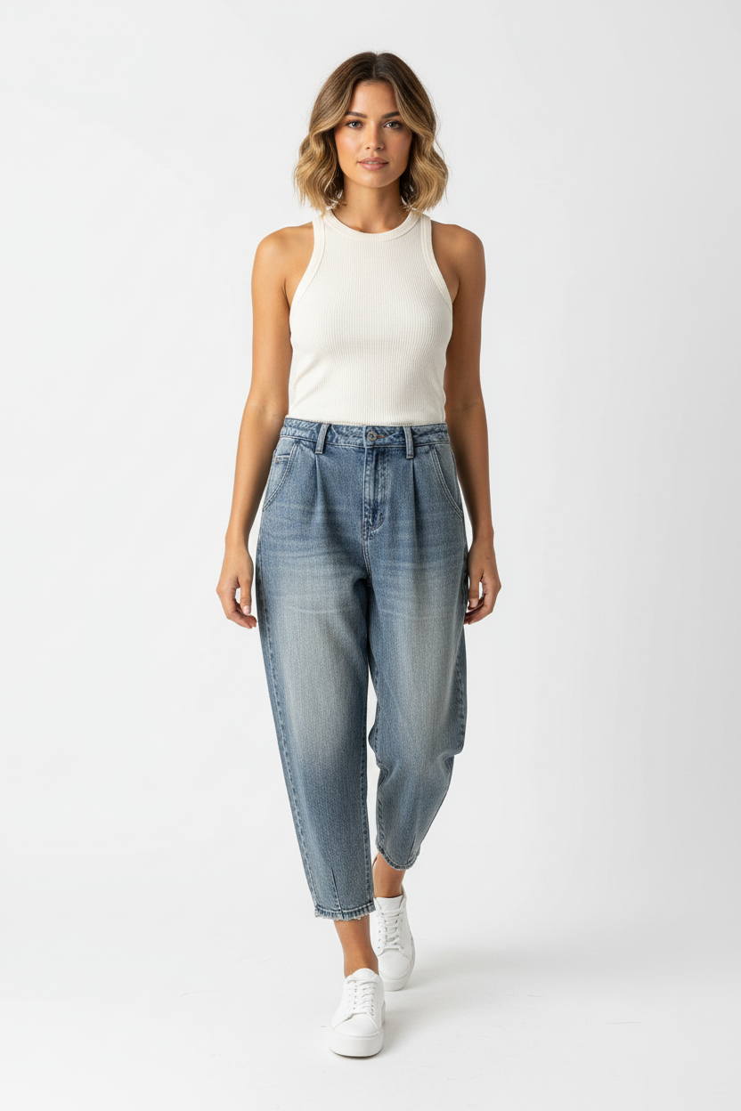 Cropped Jeans mit Waschung