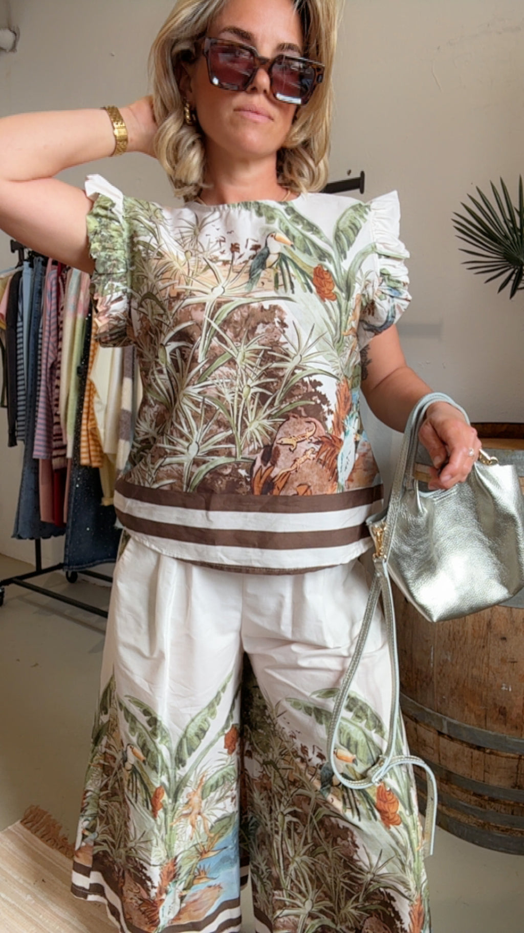Bluse mit Muster creme
